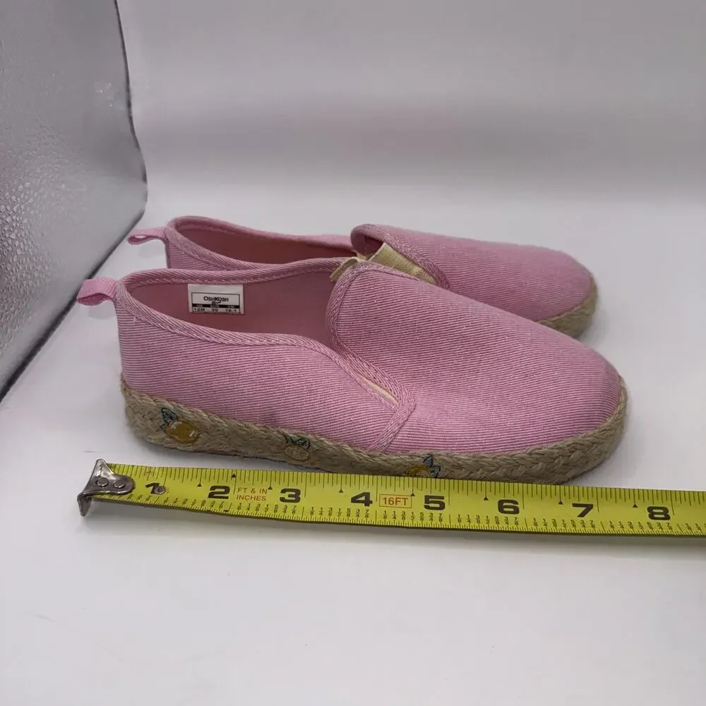 Size 12M - Girls Oshkosh Slip-On Pink Shoes with Lemons